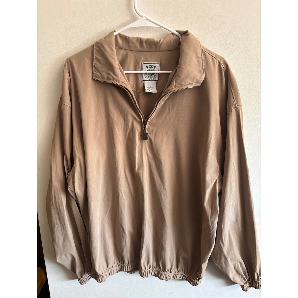 Pebble Beach Golf Pullover Jacket Mens Medium Half Zip Windbreaker Beige